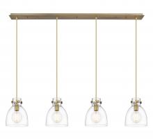 Innovation Lighting 124-410-1PS-BB-G412-8CL - Newton Bell - 4 Light - 52 inch - Brushed Brass - Linear Pendant