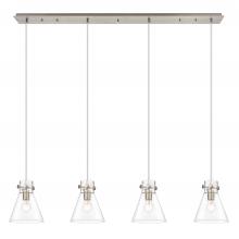 Innovations Lighting 124-410-1PS-SN-G411-8CL - Newton Cone - 4 Light - 52 inch - Brushed Satin Nickel - Linear Pendant
