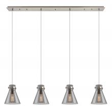 Innovation Lighting 124-410-1PS-SN-G411-8SM - Newton Cone - 4 Light - 52 inch - Brushed Satin Nickel - Linear Pendant