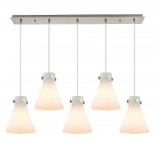 Innovation Lighting 125-410-1PS-SN-G411-8WH - Newton Cone - 5 Light - 40 inch - Brushed Satin Nickel - Linear Pendant