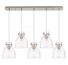 Innovations Lighting 125-410-1PS-SN-G412-8CL - Newton Bell - 5 Light - 40 inch - Brushed Satin Nickel - Linear Pendant