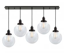 Innovation Lighting 125OB-10BK-0H-OB-G202-8 - Whitney - 5 Light - 36 inch - Oil Rubbed Bronze - Cord hung - Linear Pendant