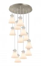 Innovations Lighting 126-410-1PS-SN-G411-8WH - Newton Cone - 12 Light - 27 inch - Brushed Satin Nickel - Multi Pendant