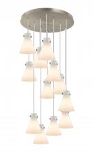 Innovation Lighting 126-410-1PS-SN-G411-8WH - Newton Cone - 12 Light - 27 inch - Brushed Satin Nickel - Multi Pendant