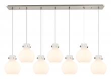 Innovation Lighting 127-410-1PS-SN-G410-8WH - Newton Sphere - 7 Light - 52 inch - Brushed Satin Nickel - Cord hung - Linear Pendant