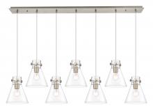 Innovations Lighting 127-410-1PS-SN-G411-8CL - Newton Cone - 7 Light - 52 inch - Brushed Satin Nickel - Linear Pendant