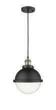 Innovation Lighting 201C-BAB-HFS-84-BK - Hampden - 1 Light - 9 inch - Black Antique Brass - Cord hung - Mini Pendant