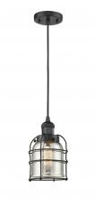 Innovation Lighting 201C-BK-G58-CE-LED - Bell Cage - 1 Light - 6 inch - Matte Black - Cord hung - Mini Pendant