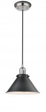 Innovation Lighting 201CBP-PNBK-M10-BK - Briarcliff - 1 Light - 10 inch - Polished Nickel - Cord hung - Mini Pendant