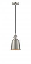 Innovation Lighting 201CSW-SN-M9-SN-LED - Addison - 1 Light - 5 inch - Brushed Satin Nickel - Cord hung - Mini Pendant