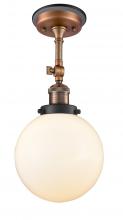 Innovation Lighting 201FBP-ACBK-G201-8 - Beacon - 1 Light - 8 inch - Antique Copper - Semi-Flush Mount