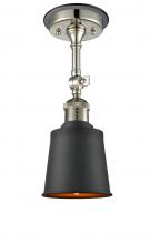 Innovation Lighting 201FBP-PNBK-M9-BK - Addison - 1 Light - 5 inch - Polished Nickel - Semi-Flush Mount