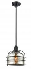 Innovation Lighting 201S-BK-G78-CE-LED - Bell Cage - 1 Light - 9 inch - Matte Black - Stem Hung - Mini Pendant