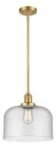 Innovation Lighting 201S-SG-G74-L-LED - Bell - 1 Light - 12 inch - Satin Gold - Stem Hung - Mini Pendant