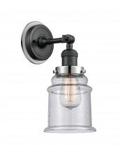 Innovation Lighting 203BK-BPPC-HRPC-G184 - Canton - 1 Light - 7 inch - Matte Black - Sconce