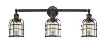 Innovation Lighting 205-BK-G58-CE-LED - Bell Cage - 3 Light - 31 inch - Matte Black - Bath Vanity Light