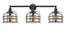Innovation Lighting 205-BK-G78-CE-LED - Bell Cage - 3 Light - 34 inch - Matte Black - Bath Vanity Light