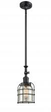 Innovation Lighting 206-BK-G58-CE-LED - Bell Cage - 1 Light - 6 inch - Matte Black - Stem Hung - Adjustable Mini Pendant
