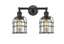 Innovation Lighting 208-BK-G58-CE-LED - Bell Cage - 2 Light - 16 inch - Matte Black - Adjustable Bath Vanity Light