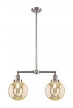 Innovation Lighting 209-SN-G208-8 - Beacon - 2 Light - 25 inch - Brushed Satin Nickel - Stem Hung - Adjustable Island Light