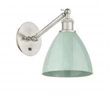 Innovations Lighting 317-1W-SN-MBD-75-SF-LED - Plymouth - 1 Light - 8 inch - Brushed Satin Nickel - Sconce