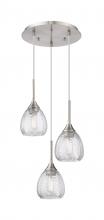 Innovation Lighting 323-3P-SN-G323-6CL - Berkshire - 3 Light - 13 inch - Brushed Satin Nickel - Cord Hung - Multi Pendant