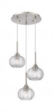 Innovation Lighting 323-3P-SN-G323-7CL - Berkshire - 3 Light - 15 inch - Brushed Satin Nickel - Cord Hung - Multi Pendant