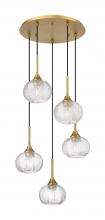 Innovation Lighting 323-5P-BB-G323-7CL - Berkshire - 5 Light - 20 inch - Brushed Brass - Cord Hung - Multi Pendant