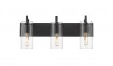 Innovation Lighting 352-3W-BK-CL-LED - Press - 3 Light - 24 inch - Matte Black - Bath Vanity Light