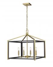 Innovations Lighting 376-4CR-BSB-20 - Wiscoy - 4 Light - 20 inch - Black Satin Brass - Chain Hung - Pendant