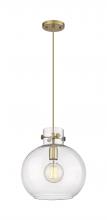 Innovation Lighting 410-1PM-BB-G410-12CL - Newton Sphere - 1 Light - 12 inch - Brushed Brass - Cord hung - Pendant
