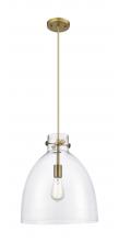 Innovation Lighting 410-1PM-BB-G412-14CL - Newton Bell - 1 Light - 14 inch - Brushed Brass - Cord hung - Pendant