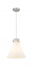 Innovation Lighting 410-1PM-SN-G411-12WH - Newton Cone - 1 Light - 12 inch - Satin Nickel - Cord hung - Pendant
