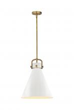 Innovation Lighting 410-1SL-BB-M411-14W - Newton Cone - 1 Light - 14 inch - Brushed Brass - Pendant