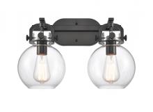 Innovations Lighting 410-2W-BK-7CL-LED - Newton Sphere - 2 Light - 17 inch - Matte Black - Bath Vanity Light
