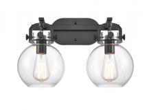 Innovation Lighting 410-2W-BK-7CL-LED - Newton Sphere - 2 Light - 17 inch - Matte Black - Bath Vanity Light