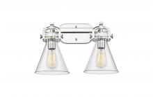 Innovation Lighting 410-2W-PN-G411-7CL - Newton Cone - 2 Light - 17 inch - Polished Nickel - Bath Vanity Light