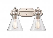 Innovation Lighting 410-2W-SN-G411-7CL - Newton Cone - 2 Light - 17 inch - Satin Nickel - Bath Vanity Light