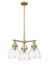 Innovation Lighting 410-3CR-BB-G412-7CL - Newton Bell - 3 Light - 21 inch - Brushed Brass - Pendant