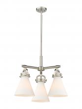 Innovation Lighting 410-3CR-SN-G411-7WH - Newton Cone - 3 Light - 21 inch - Satin Nickel - Pendant