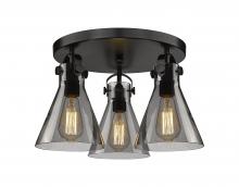 Innovation Lighting 410-3F-BK-G411-7SM - Newton Cone - 3 Light - 18 inch - Matte Black - Flush Mount
