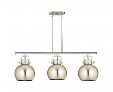 Innovations Lighting 410-3I-SN-M410-10SN - Newton Sphere - 3 Light - 42 inch - Satin Nickel - Island Light