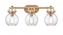 Innovation Lighting 410-3W-BB-7CL-LED - Newton Sphere - 3 Light - 27 inch - Brushed Brass - Bath Vanity Light