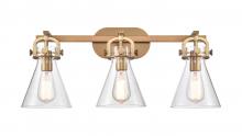 Innovation Lighting 410-3W-BB-G411-7CL - Newton Cone - 3 Light - 27 inch - Brushed Brass - Bath Vanity Light