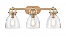 Innovation Lighting 410-3W-BB-G412-7CL - Newton Bell - 3 Light - 27 inch - Brushed Brass - Bath Vanity Light
