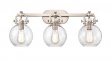 Innovations Lighting 410-3W-SN-7CL-LED - Newton Sphere - 3 Light - 27 inch - Brushed Satin Nickel - Bath Vanity Light
