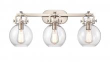 Innovation Lighting 410-3W-SN-7CL-LED - Newton Sphere - 3 Light - 27 inch - Brushed Satin Nickel - Bath Vanity Light