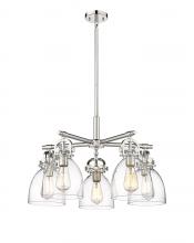Innovation Lighting 410-5CR-PN-G412-7CL - Newton Bell - 5 Light - 26 inch - Polished Nickel - Chandelier