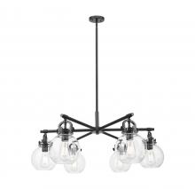 Innovation Lighting 410-6CR-BK-G410-7CL - Newton Sphere - 6 Light - 26 inch - Matte Black - Chandelier