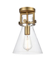 Innovation Lighting 411-1F-BB-8CL-LED - Newton Cone - 1 Light - 8 inch - Brushed Brass - Flush Mount